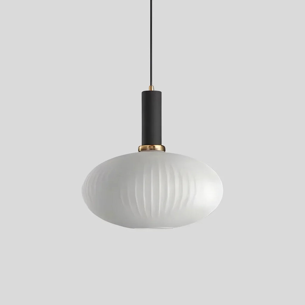 Nordic Glass Pendant Light With Striped Shade Design