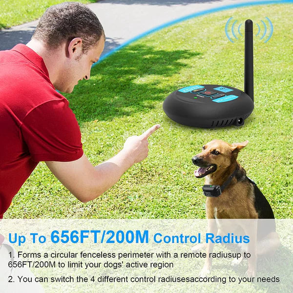 Sistema di recinzione per cani wireless con portata regolabile e impermeabile per uso esterno