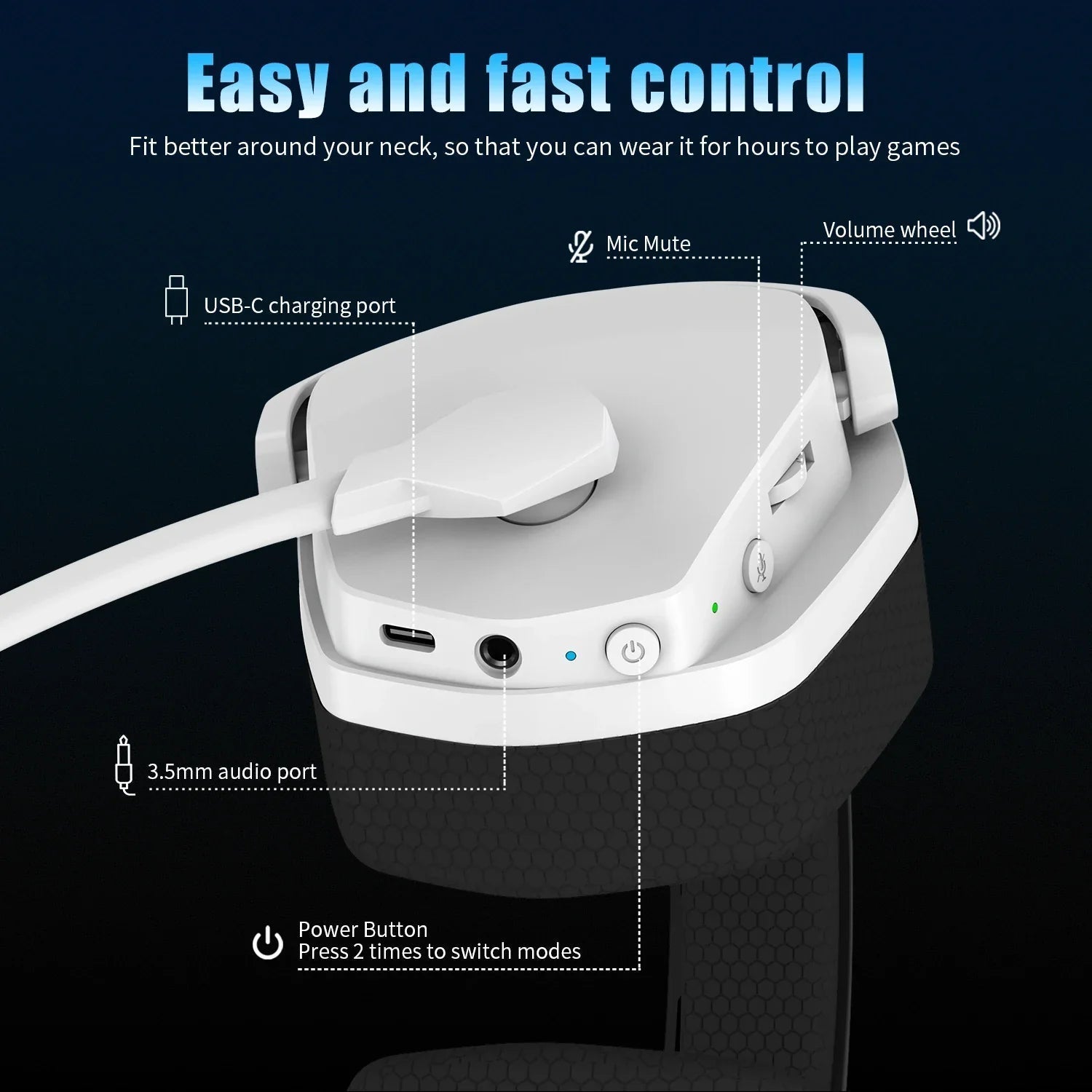 Wireless Headset For Gaming With Active Noise Cancellation And Long Battery Life