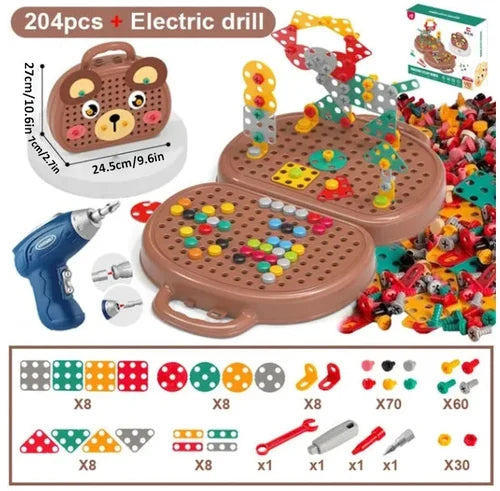 Wonder Play Ensemble Montessori Learning Tools With Electric Screwdriver For STEM Fun