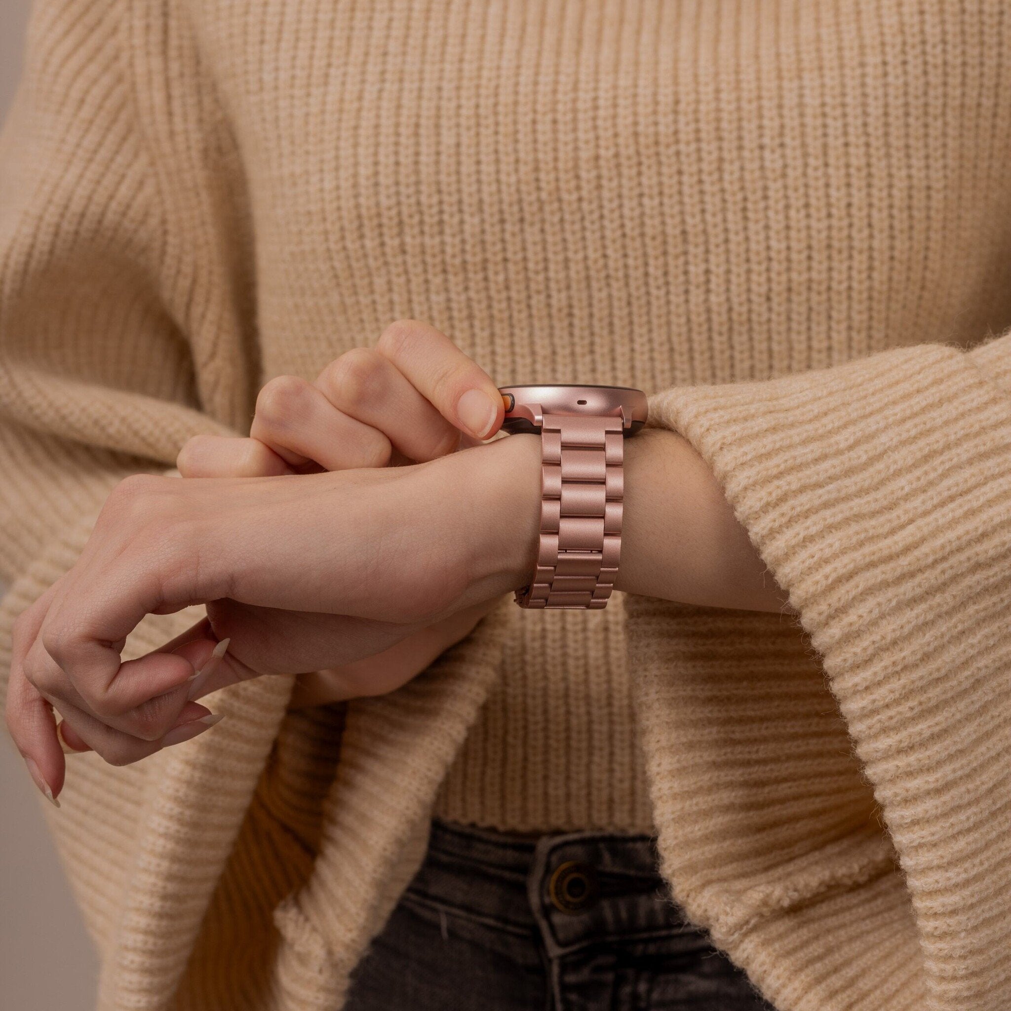 Rosa rustfritt stålrem for Samsung Galaxy Watch 4 40mm