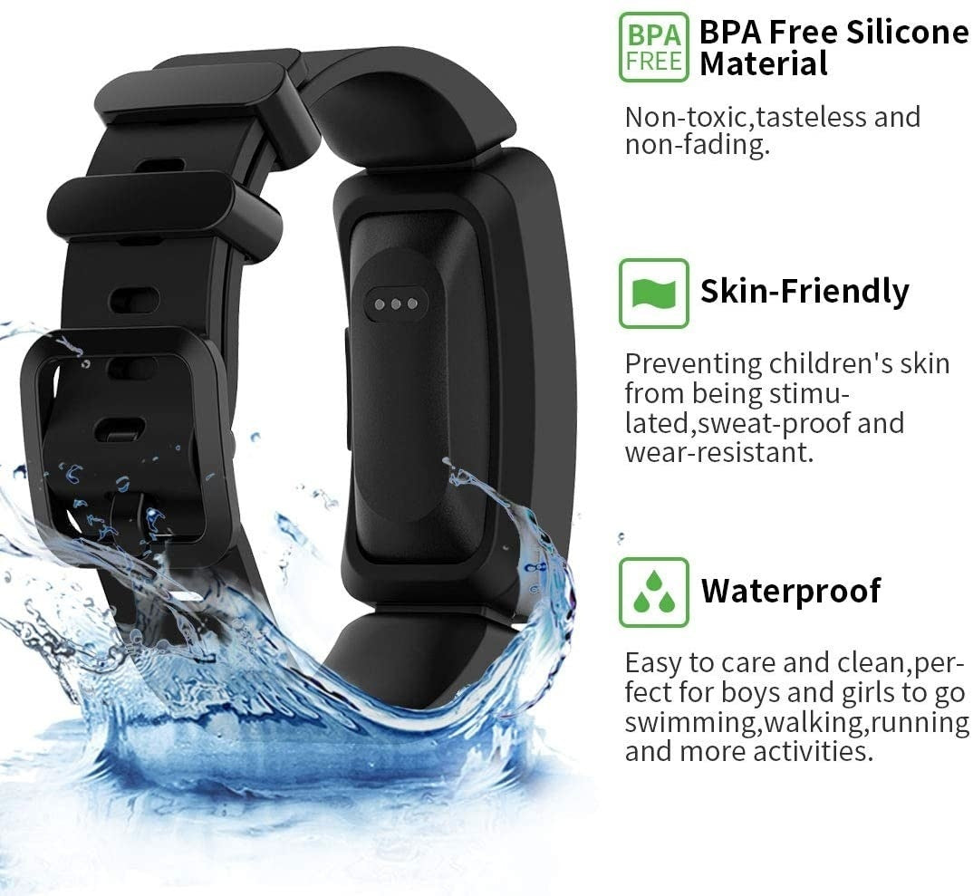 Pulseira de Silicone Preta de Substituição para Fitbit Ace 2