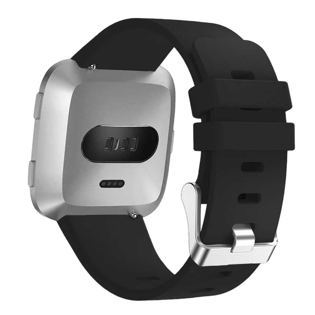 Fitbit VersaおよびVersa 2用ブラックシリコンリストストラップ