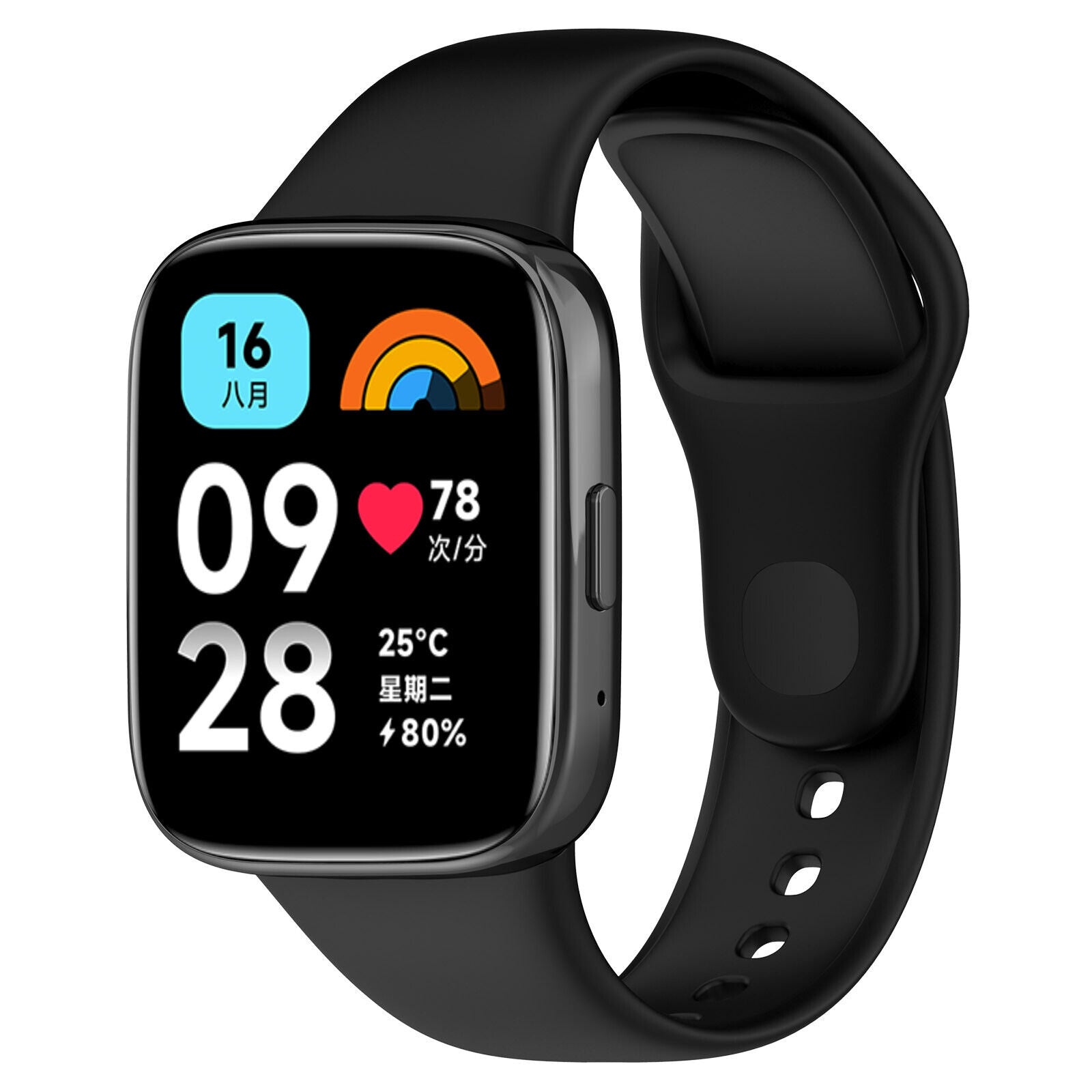 Pulseira de Silicone Preta para Redmi Watch 3 Active e Lite