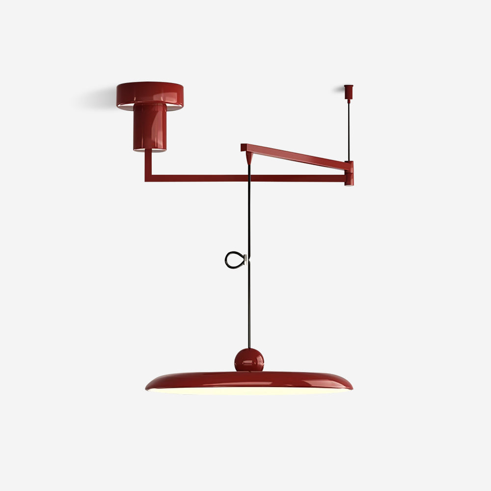 Adjustable Swing Arm Pendant Light Metal Disc Shade Integrated LED Dimmable | Ormexis