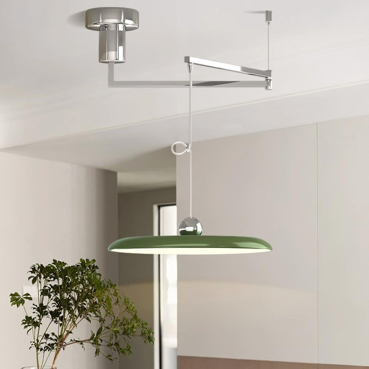 Adjustable Swing Arm Pendant Light Metal Disc Shade Integrated LED Dimmable | Ormexis