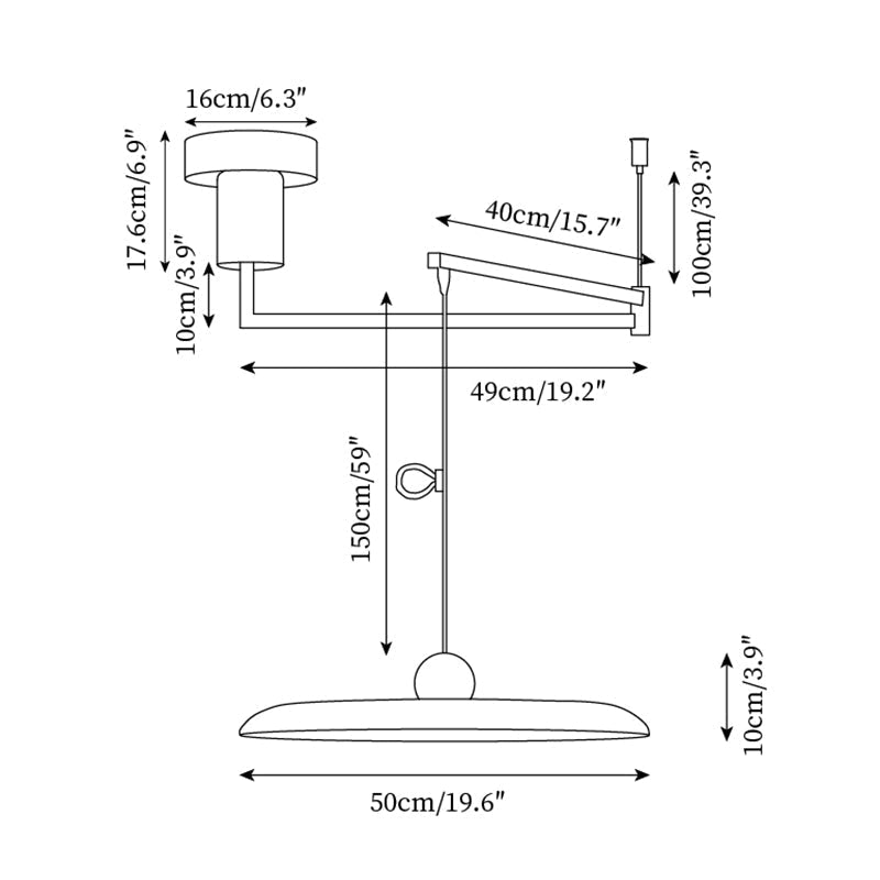 Adjustable Swing Arm Pendant Light Metal Disc Shade Integrated LED Dimmable | Ormexis