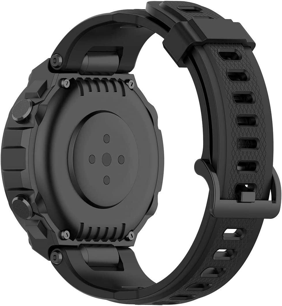 Amazfit T-Rex Pro Black Silicone Watch Band Replacement