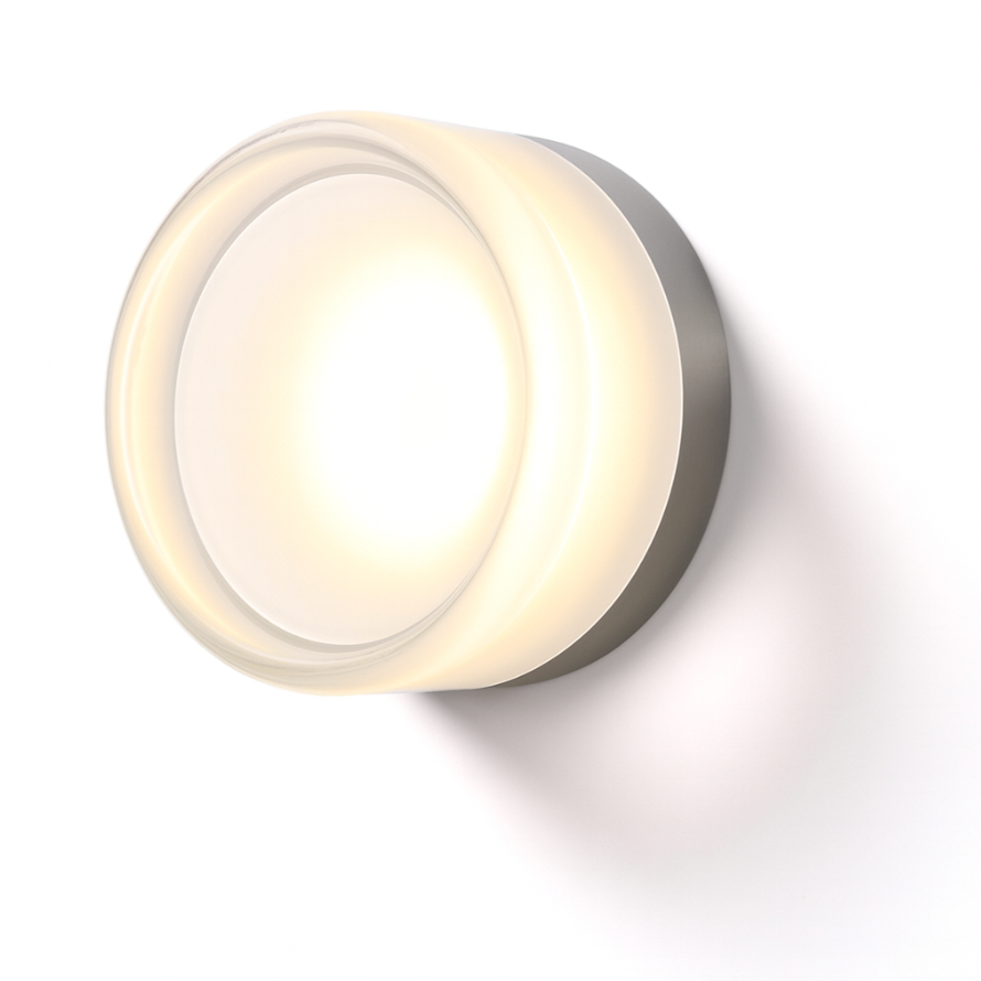 Wandleuchte aus bernsteinfarbenem, getöntem Glas, rund, mit LED | Ormexis