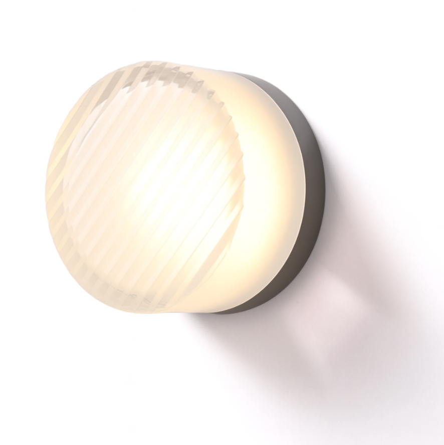 Wandleuchte aus bernsteinfarbenem, getöntem Glas, rund, mit LED | Ormexis