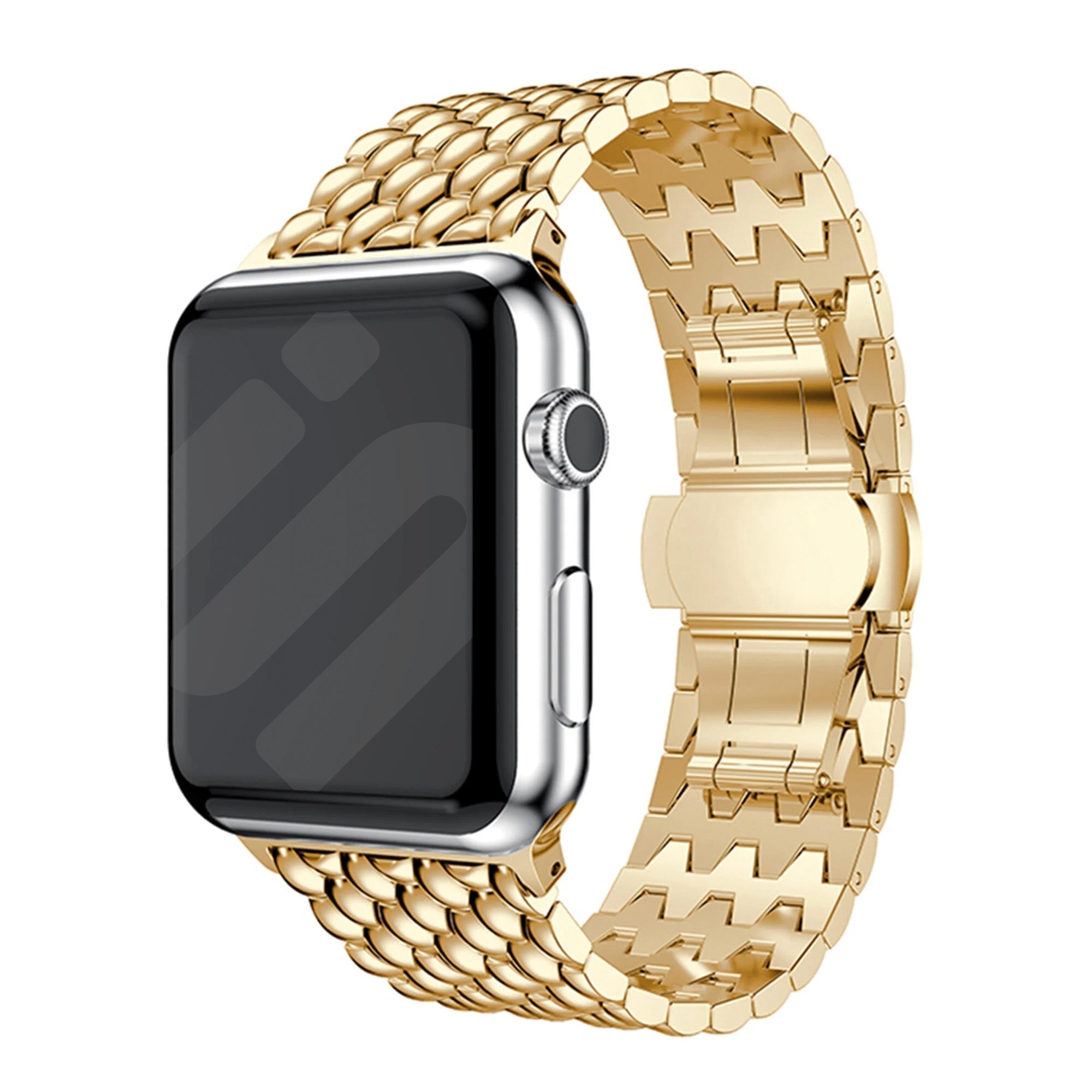 Apple Watch gouden stalen band met draakpatroon, compatibel met Apple Watch