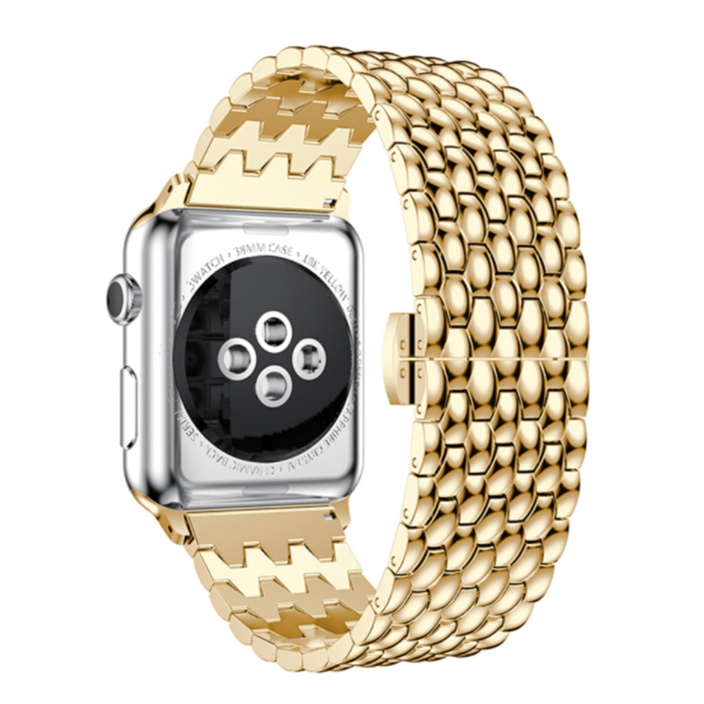 Apple Watch gouden stalen band met draakpatroon, compatibel met Apple Watch
