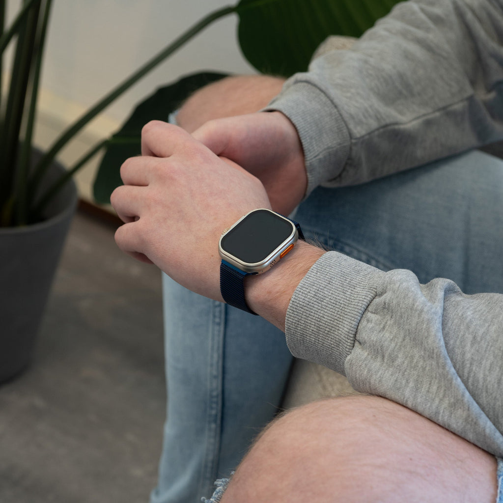 Blue Milanese Strap For Apple Watch Accessory With Mesh Design