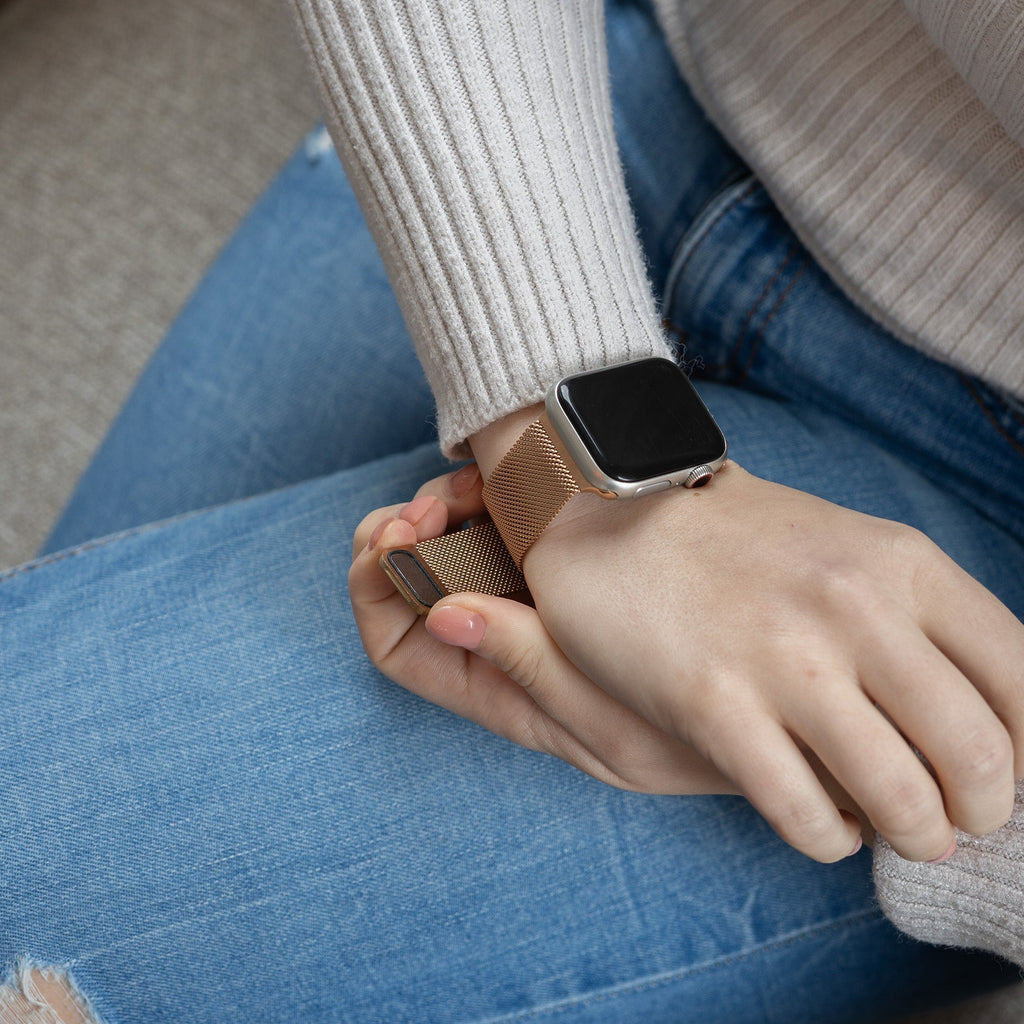 Correa Milanesa para Apple Watch en Oro Rosa con Acabado de Estilo Elegante