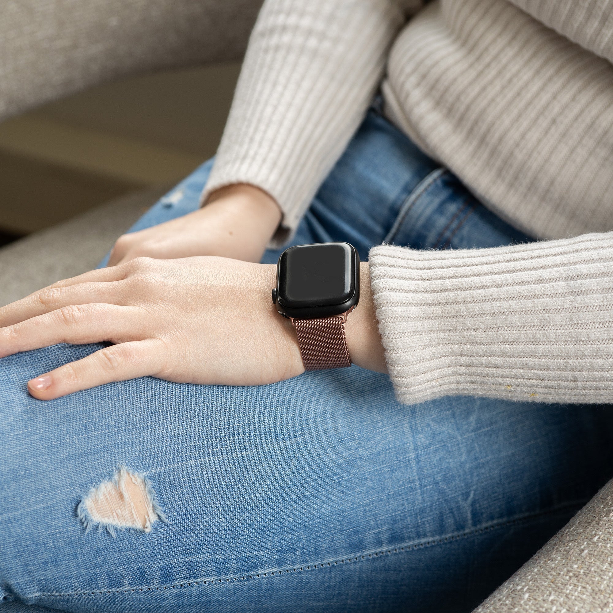Pink Milanese Stainless Steel Strap for Apple Watch