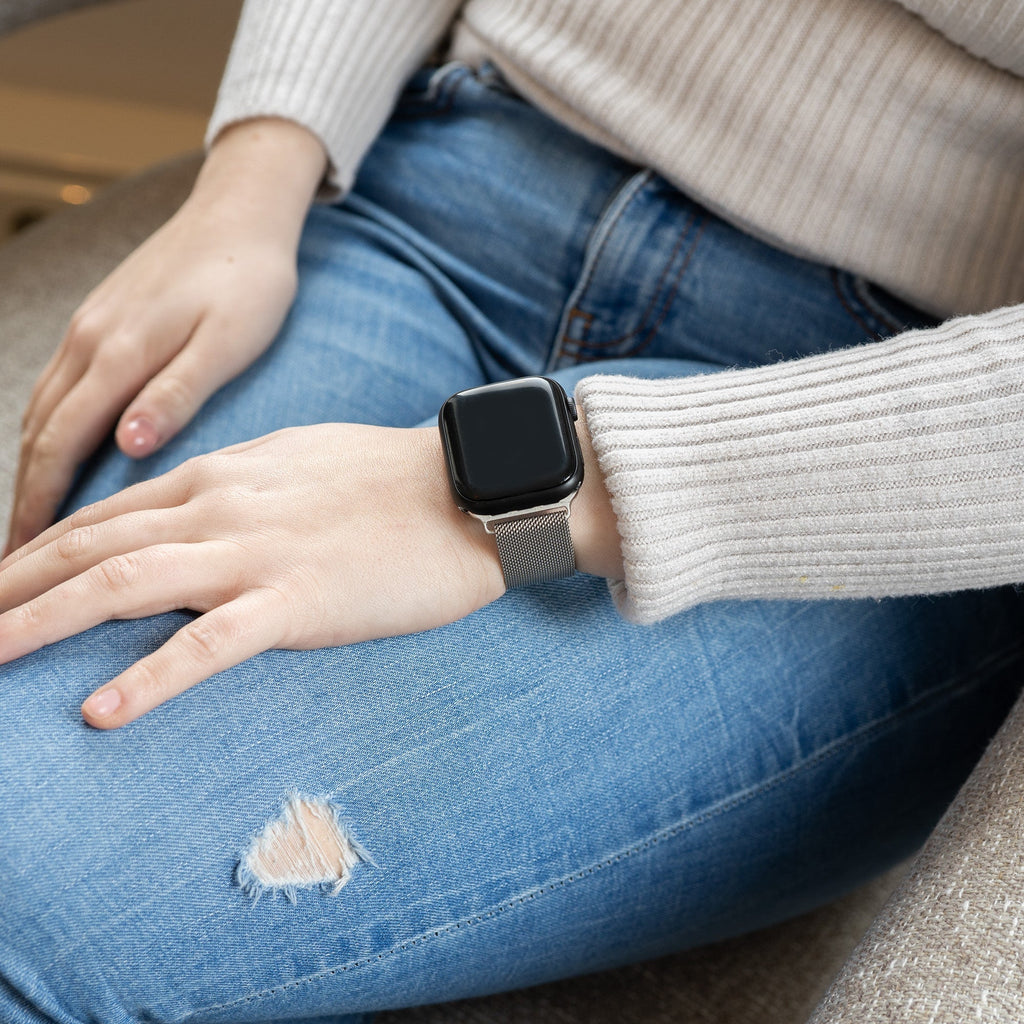Premium tilbehør til Apple Watch sølv Milanese rem