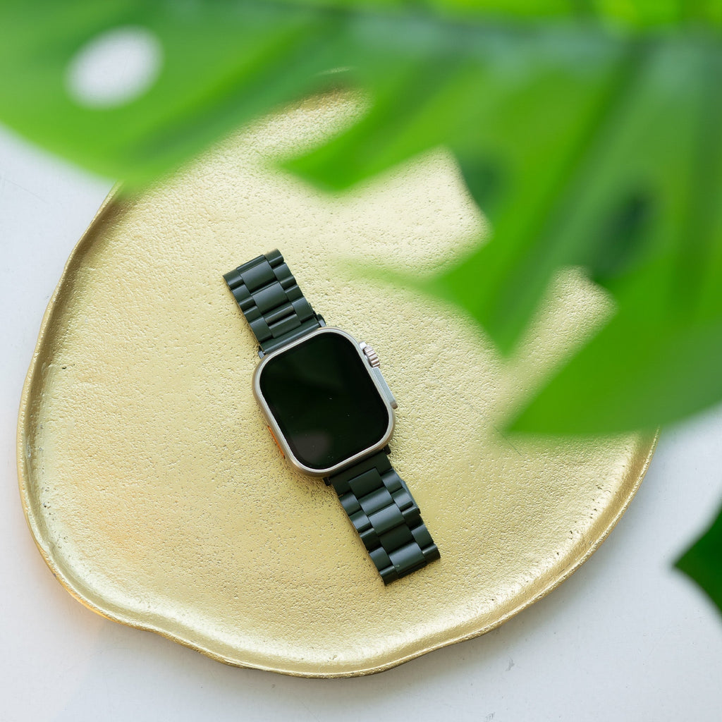 Apple Watch Edelstahlarmband in dunkelgrünem Finish
