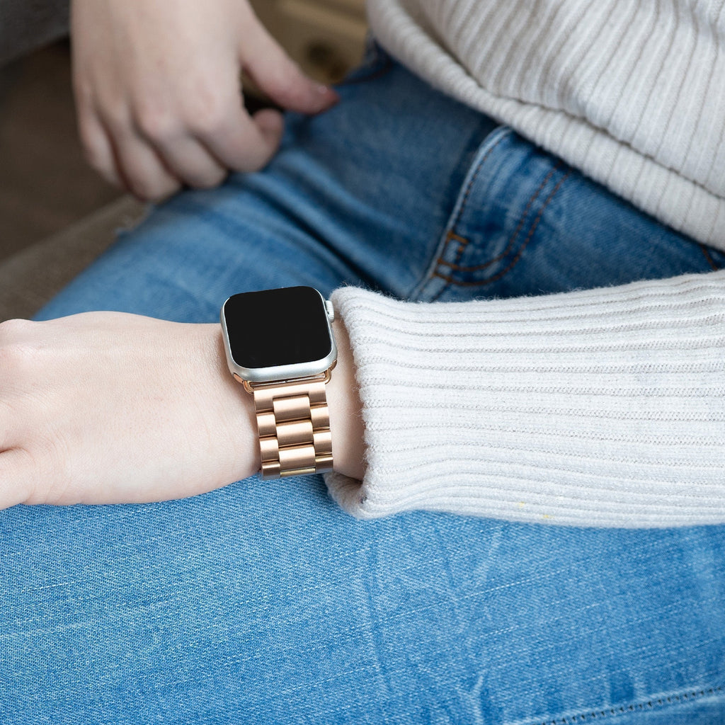 Rose Gold Stainless Steel Strap For Apple Watch, Elegant Style