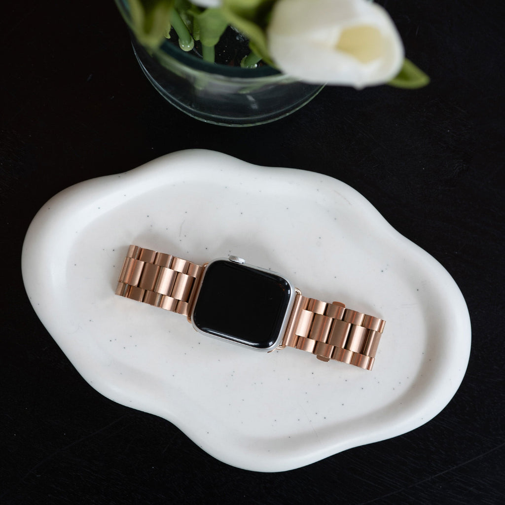 Rose Gold Stainless Steel Strap For Apple Watch, Elegant Style
