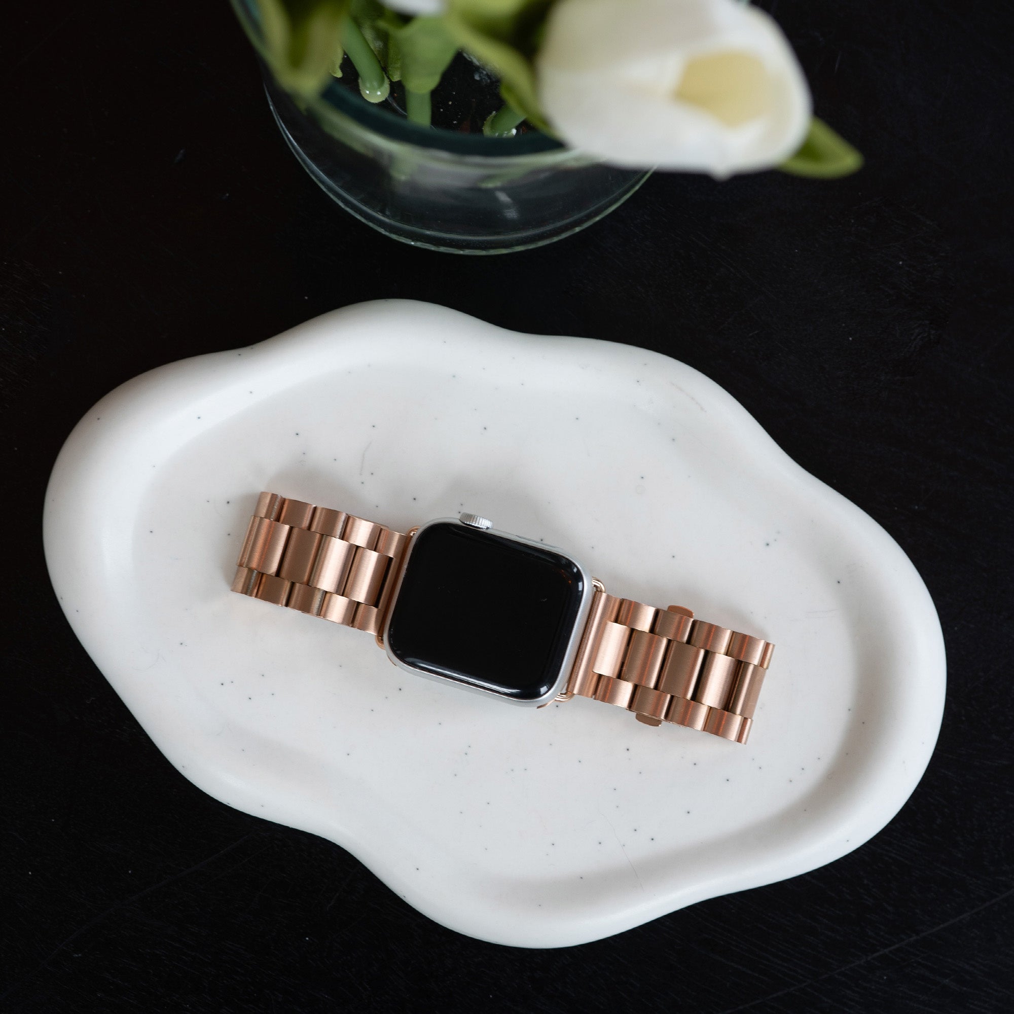 Rose Gold Stainless Steel Strap For Apple Watch, Elegant Style