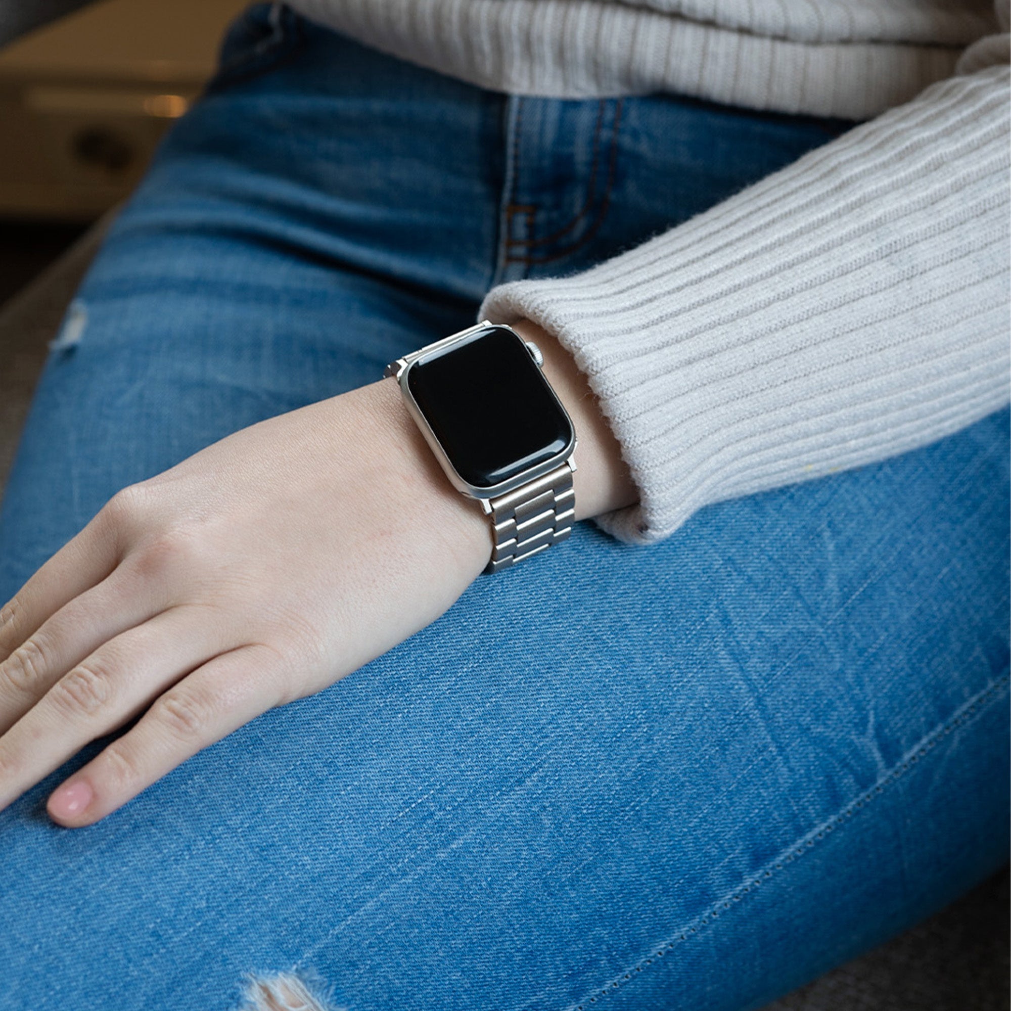 Apple Watch Band In Starlight Finish With Secure Clasp