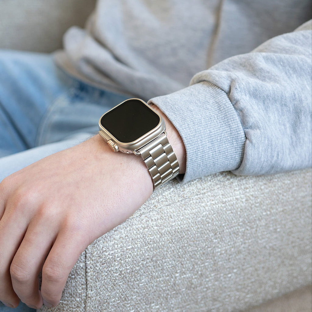 Apple Watch rustfrit stålrem med sølvfinish til Apple Watch