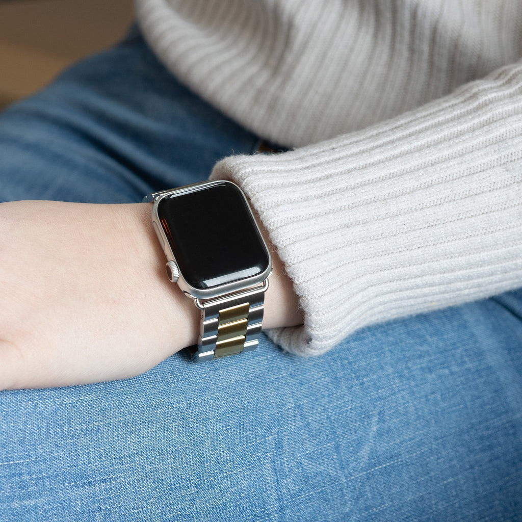 Cinturino Apple Watch in acciaio inossidabile argento e oro per Apple Watch