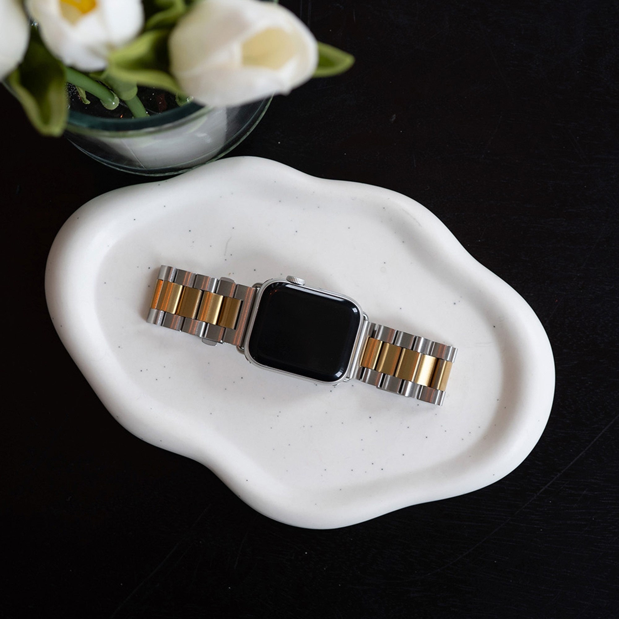 Cinturino Apple Watch in acciaio inossidabile argento e oro per Apple Watch