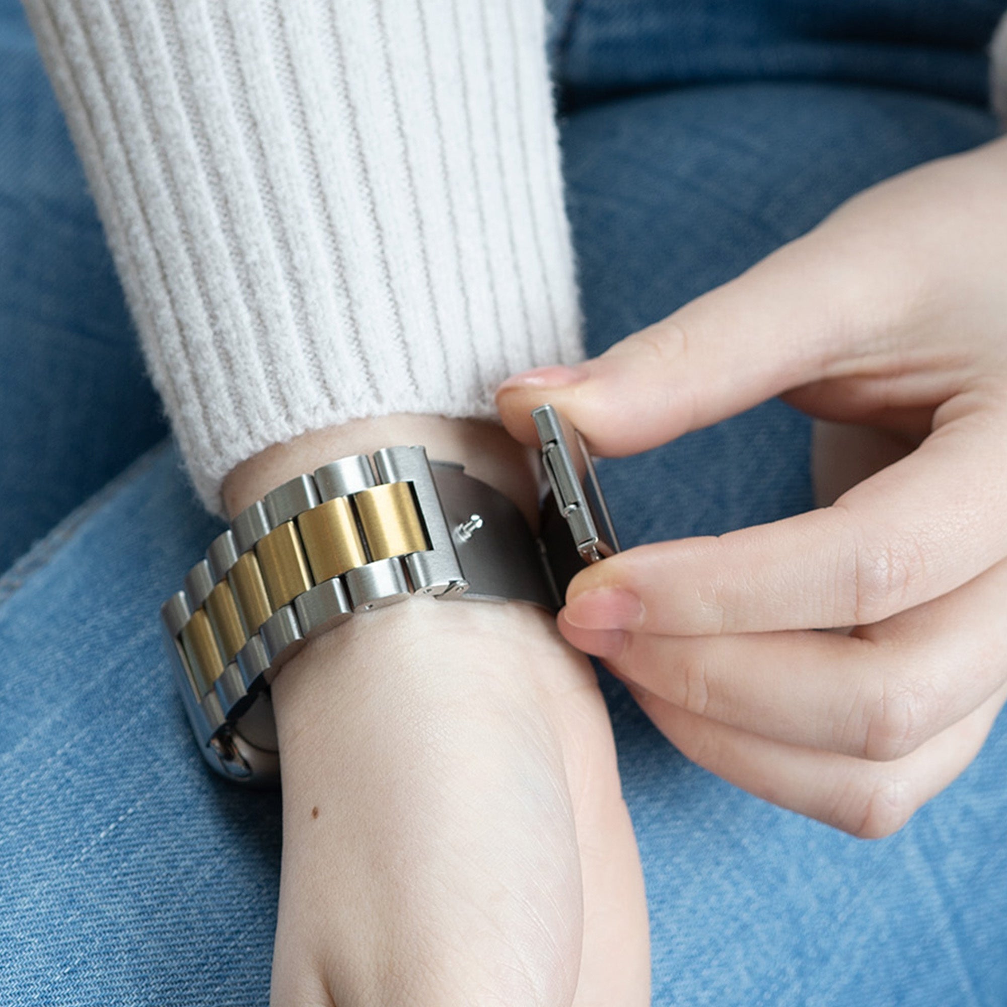 Apple Watch Stainless Steel Band In Silver And Gold For Apple Watch