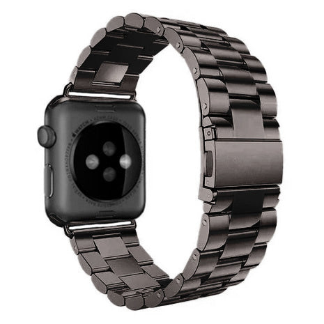 Curea Apple Watch din oțel inoxidabil negru cu închizătoare pliabilă