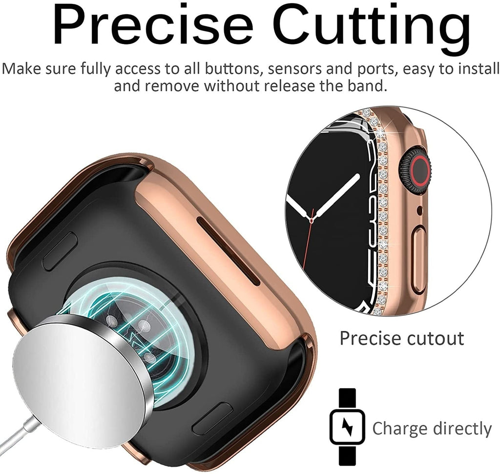 Roseguld diamant PC-hardcase til Apple Watch tilbehør