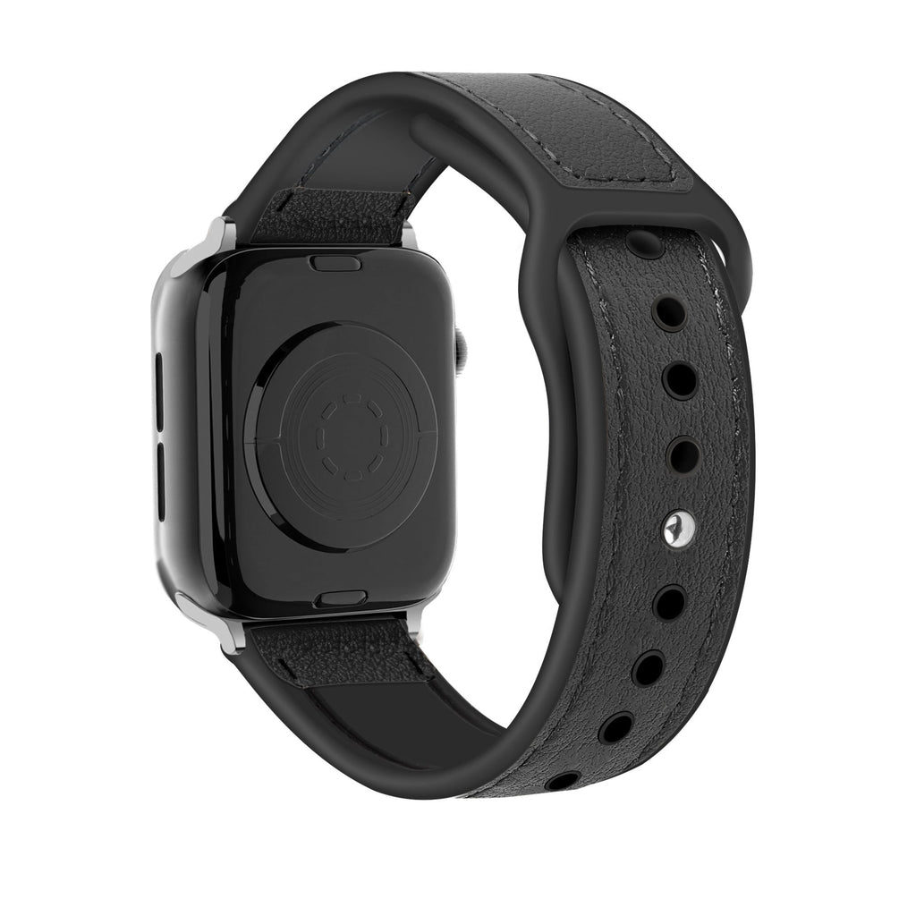 Apple Watch zwarte leren hybride vervangende band