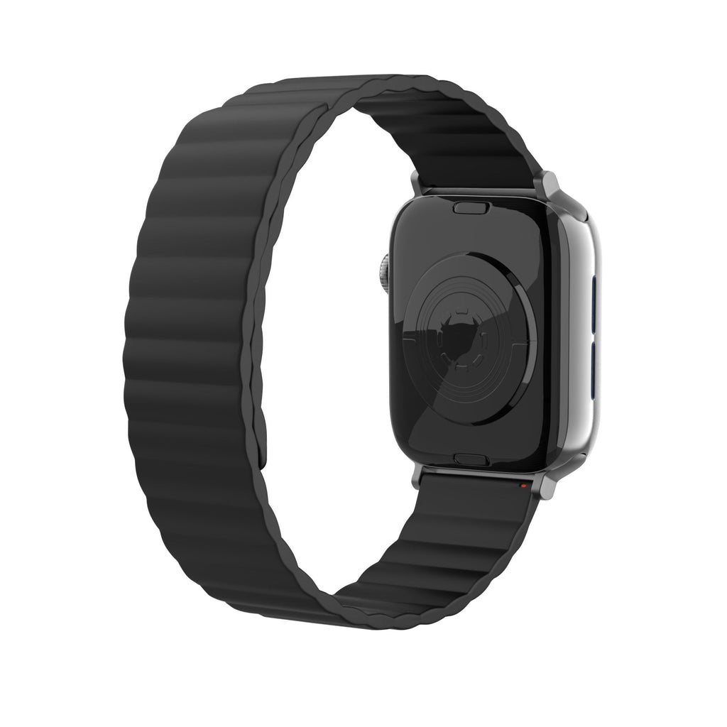 Black Finish Strap With Magnetic Silicone For Apple Watch