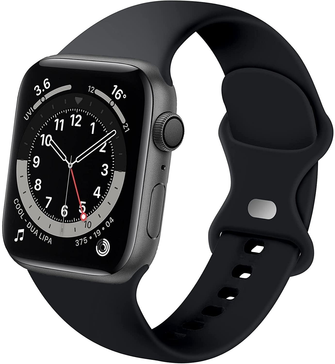 Apple Watch Black Silicone Band With Push Button Double Loop Closure