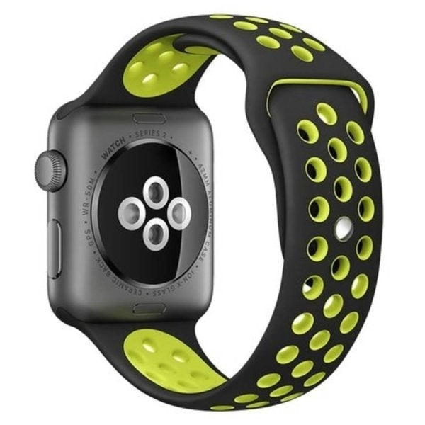 Sportarmbånd til Apple Watch i gule og sorte nuancer