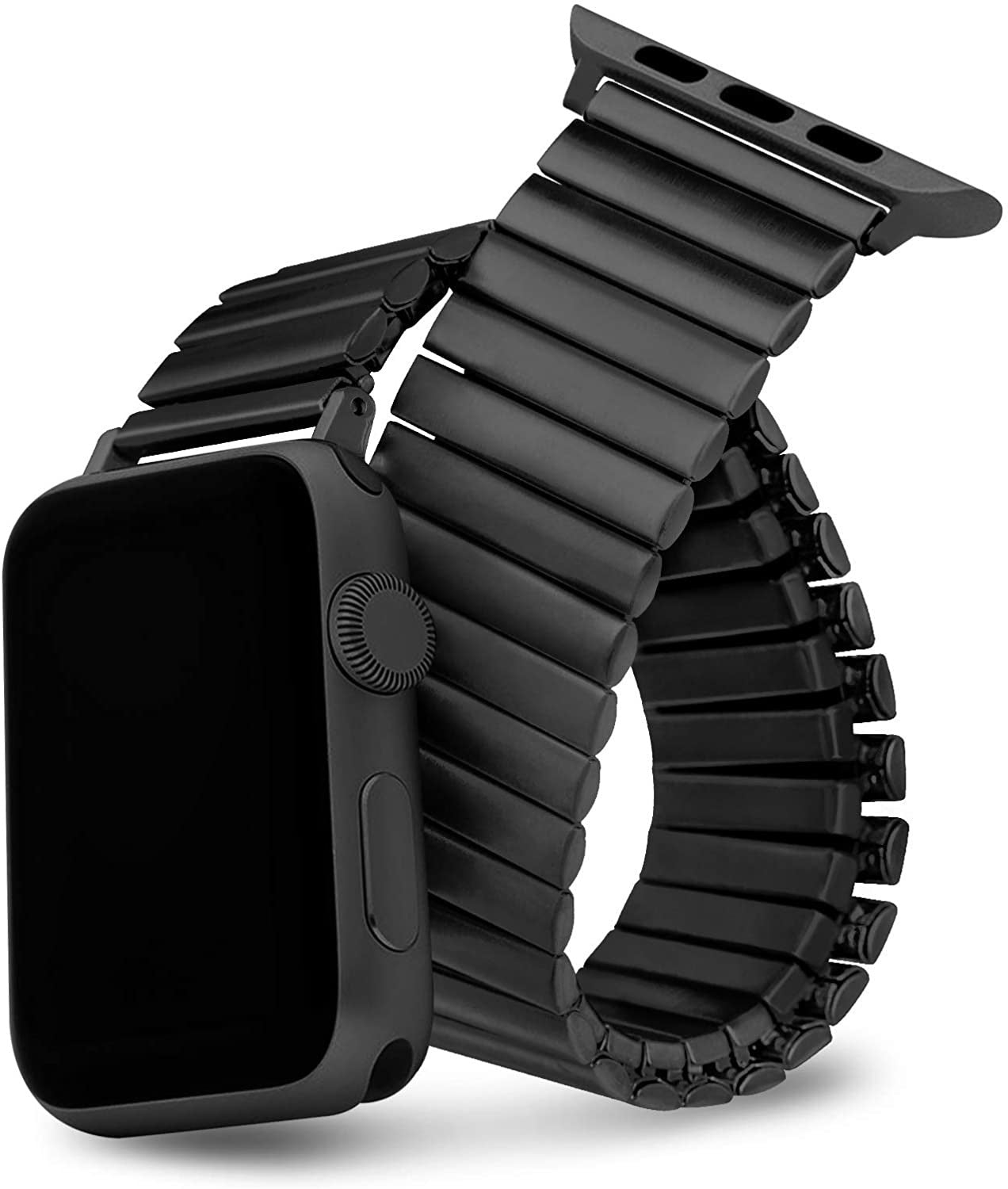 Náhradní černý ocelový elastický řemínek pro Apple Watch