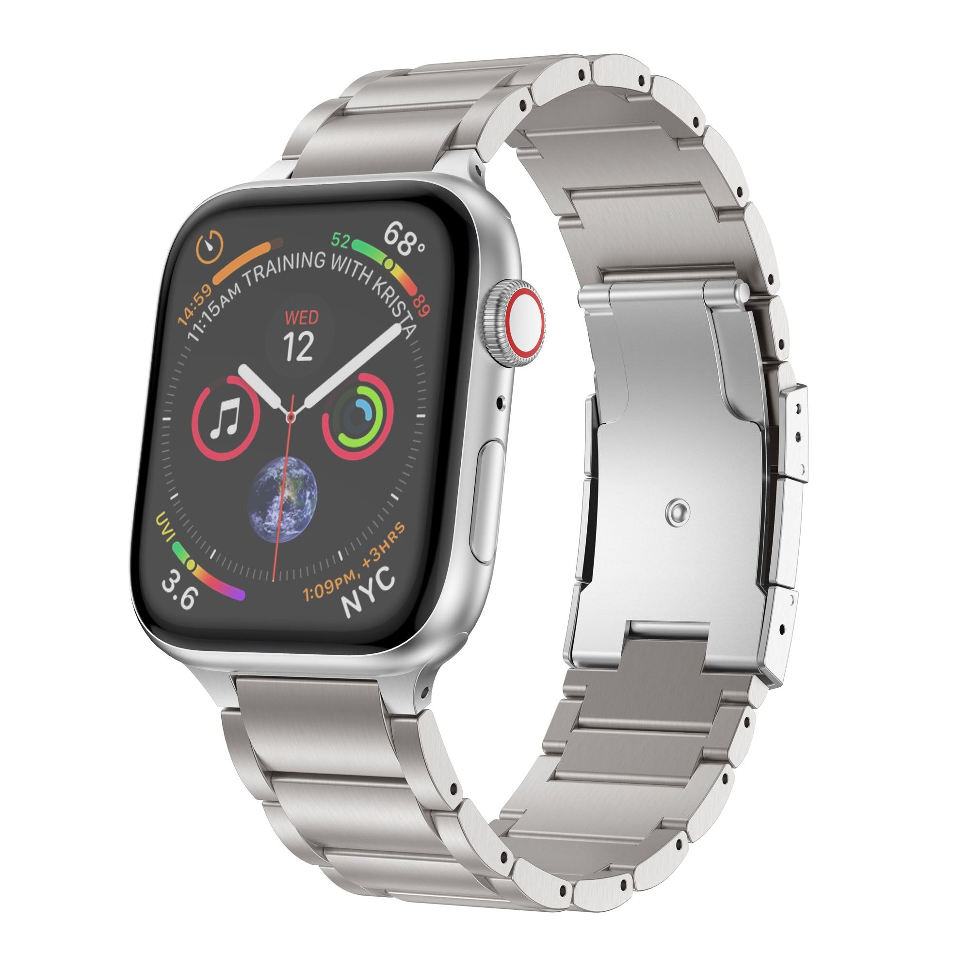 Correa de titanio para Apple Watch en color plateado compatible con Apple Watch
