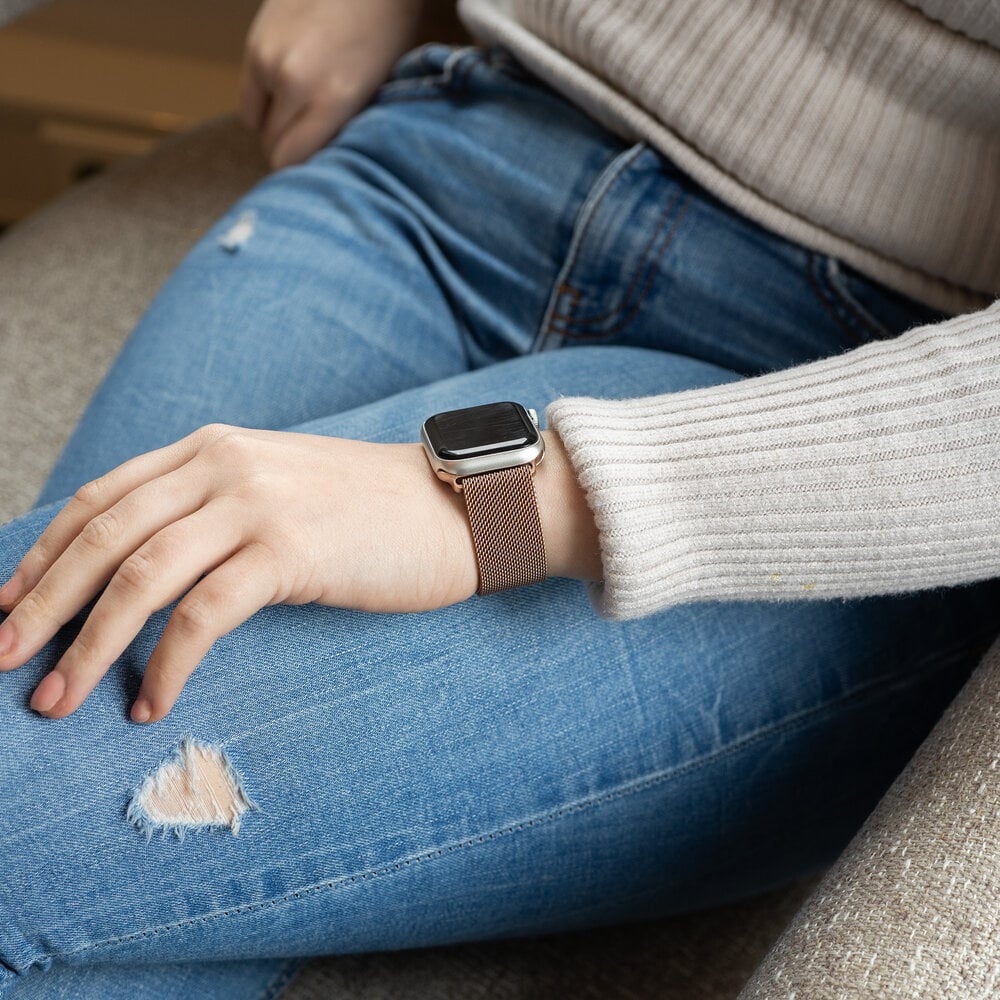 Edição Pulseira Milanesa Tom Rosé para Apple Watch Estilo Diário
