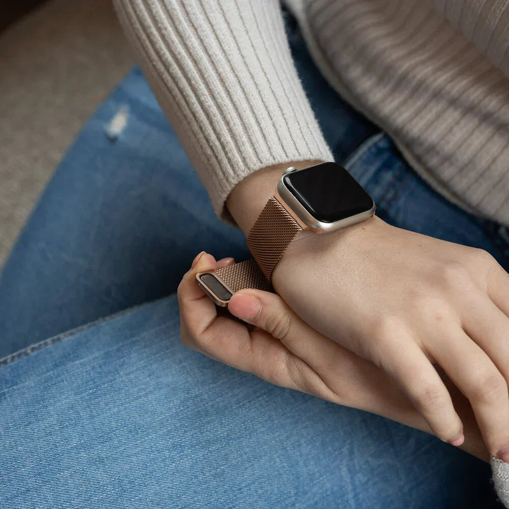 Edição Pulseira Milanesa Tom Rosé para Apple Watch Estilo Diário