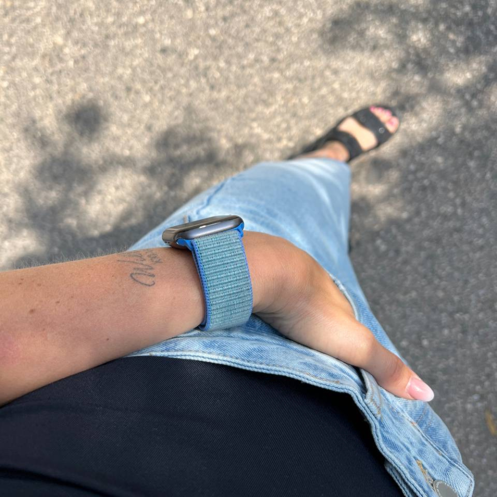 Apple Watch nylonrem blå tillbehör premiumkvalitet
