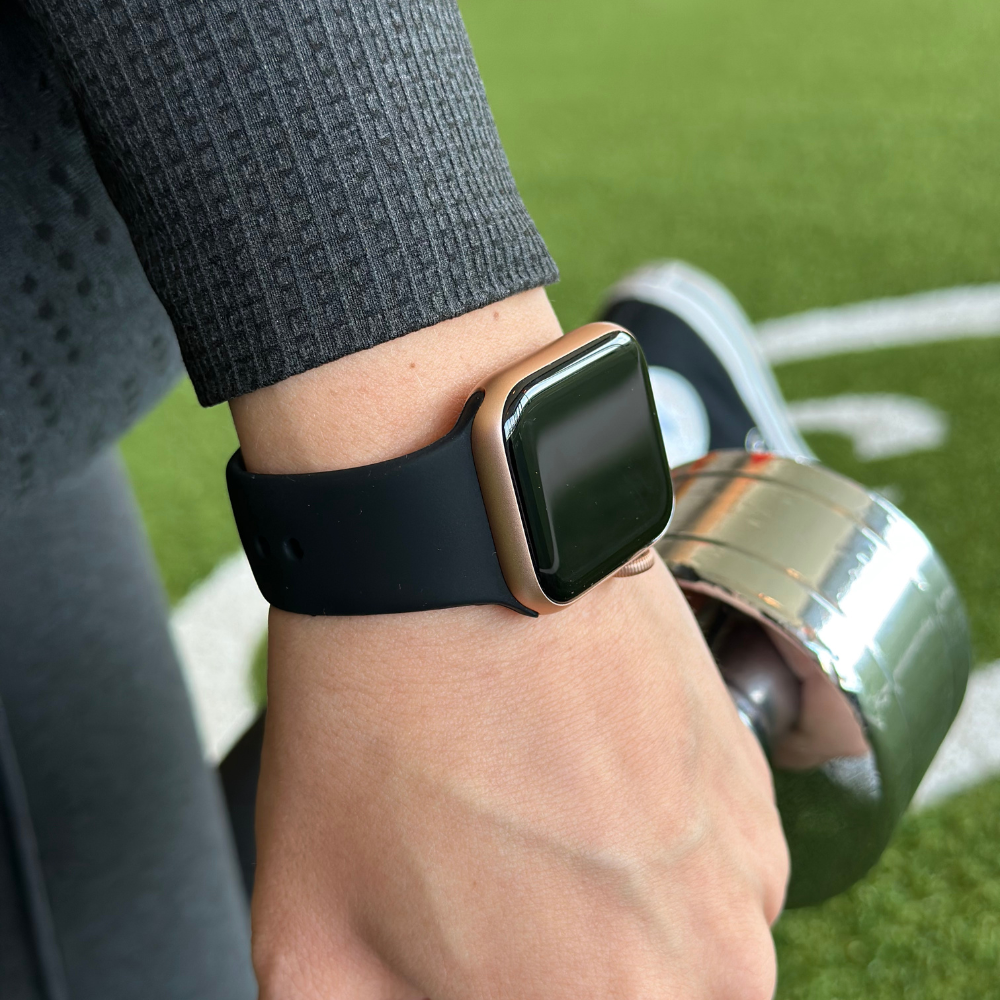 Apple Watch Black Silicone Band With Push Button Double Loop Closure