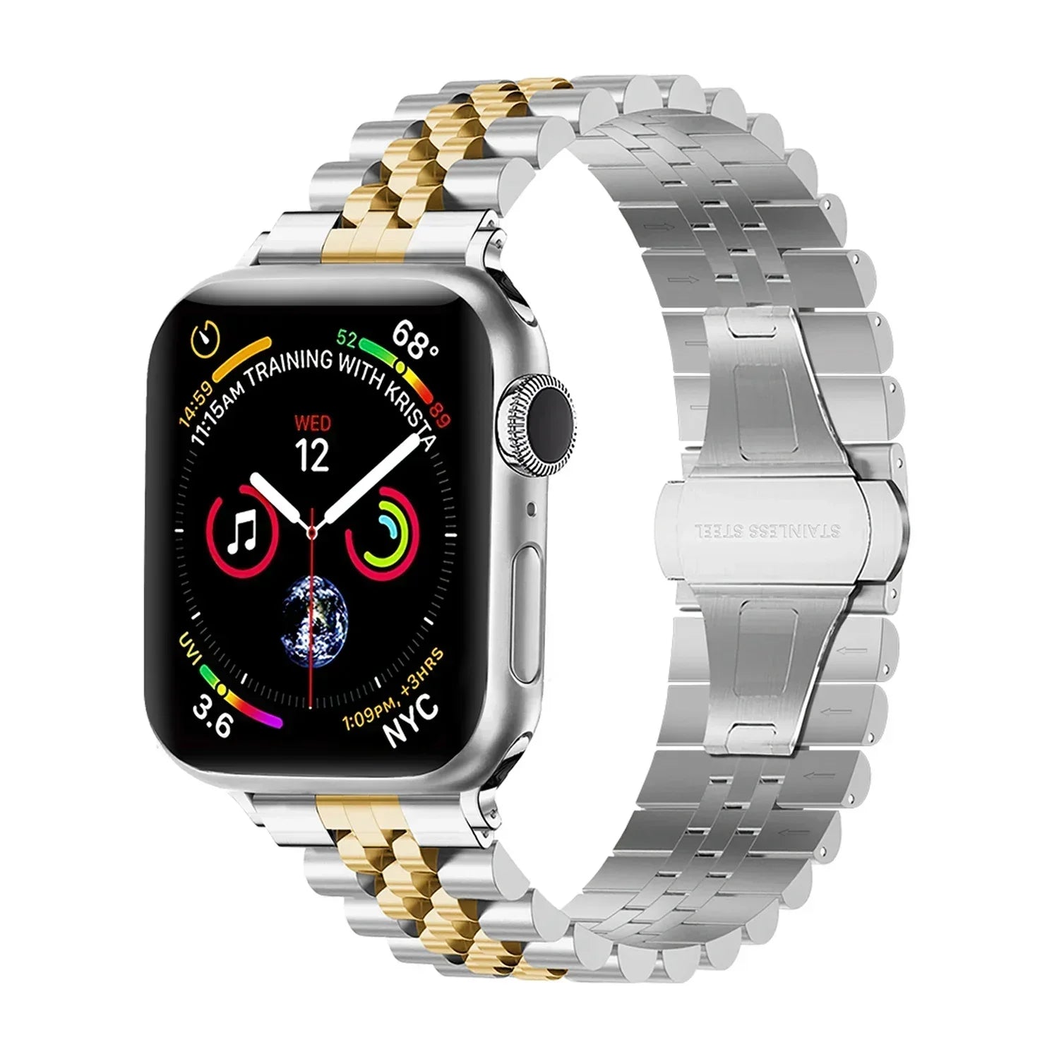Brățară din oțel premium argintiu sau auriu Jubilee pentru Apple Watch
