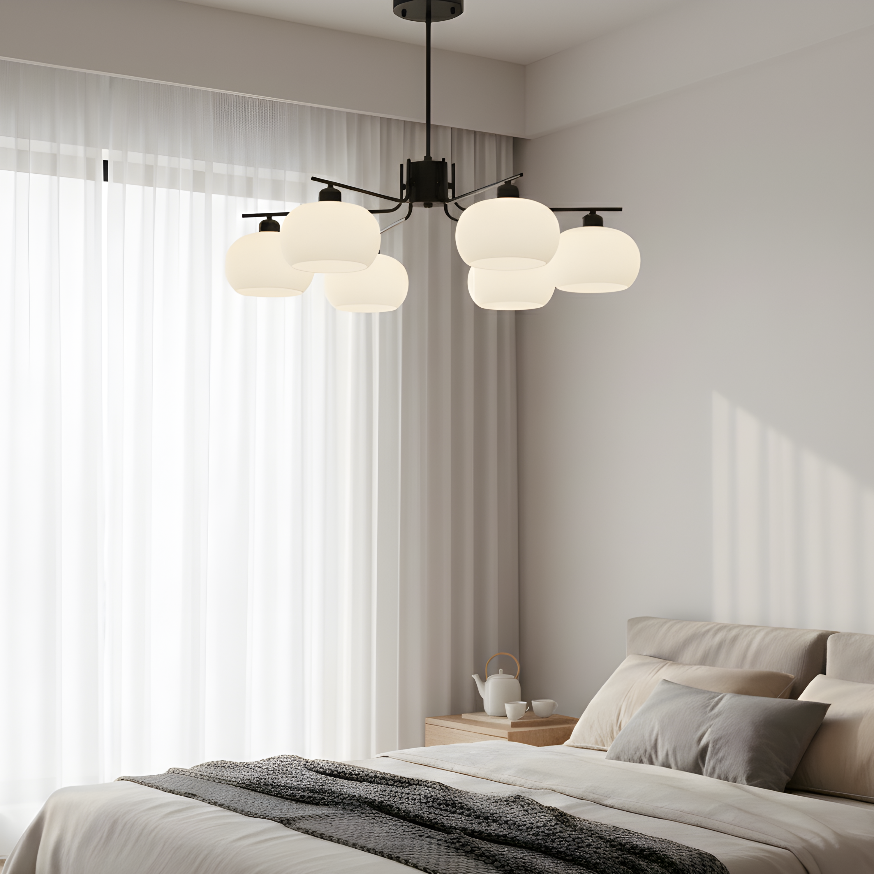 Bauhaus Matt Glass Multi Arm Chandelier Ceiling Light | Ormexis