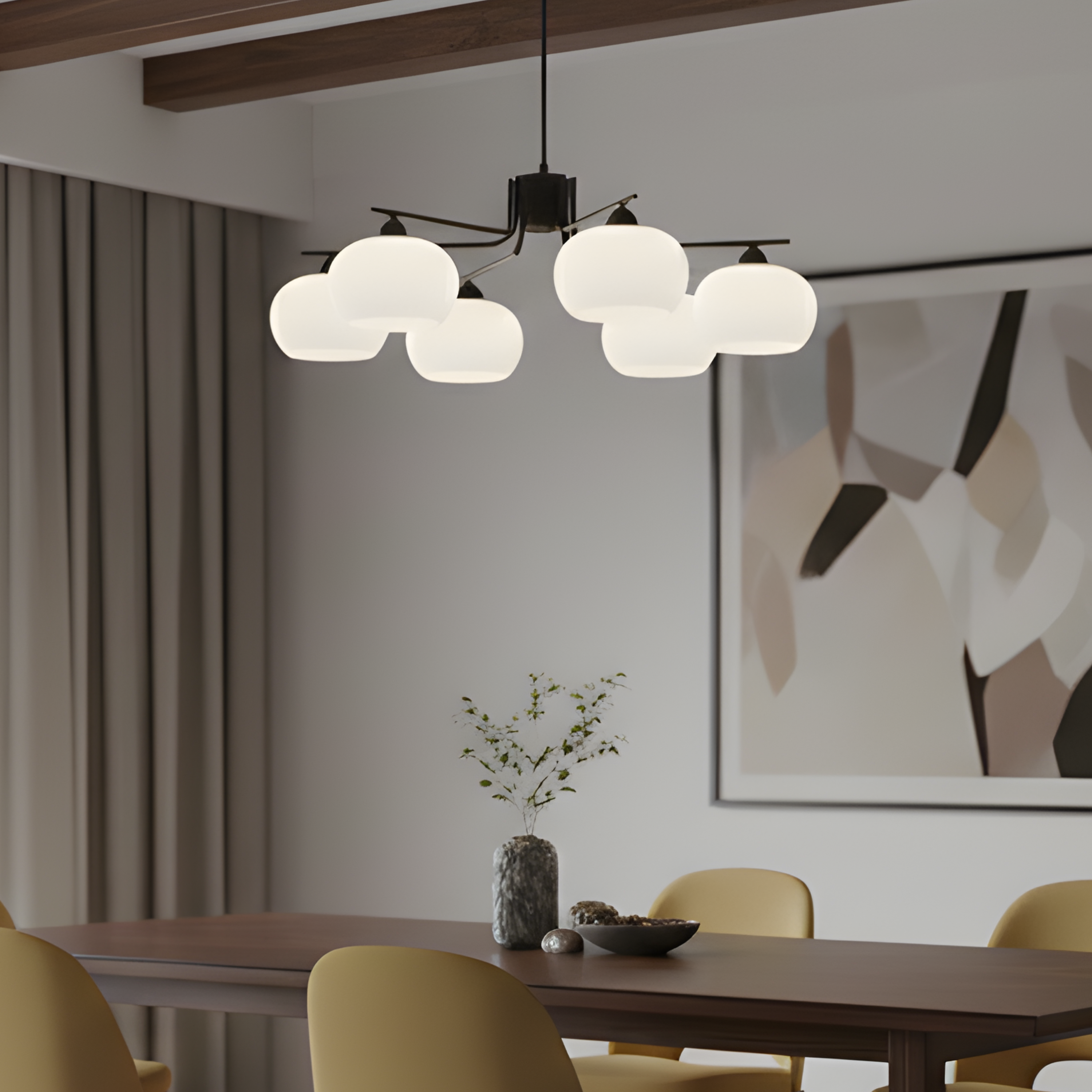 Bauhaus Matt Glass Multi Arm Chandelier Ceiling Light | Ormexis