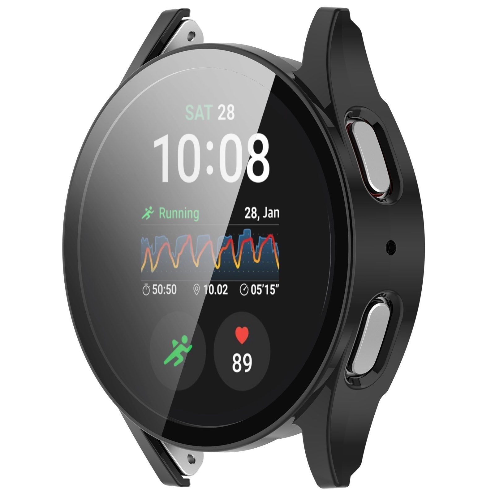 Czarny ochronny futerał ze szkłem do Samsung Galaxy Watch 7 40mm