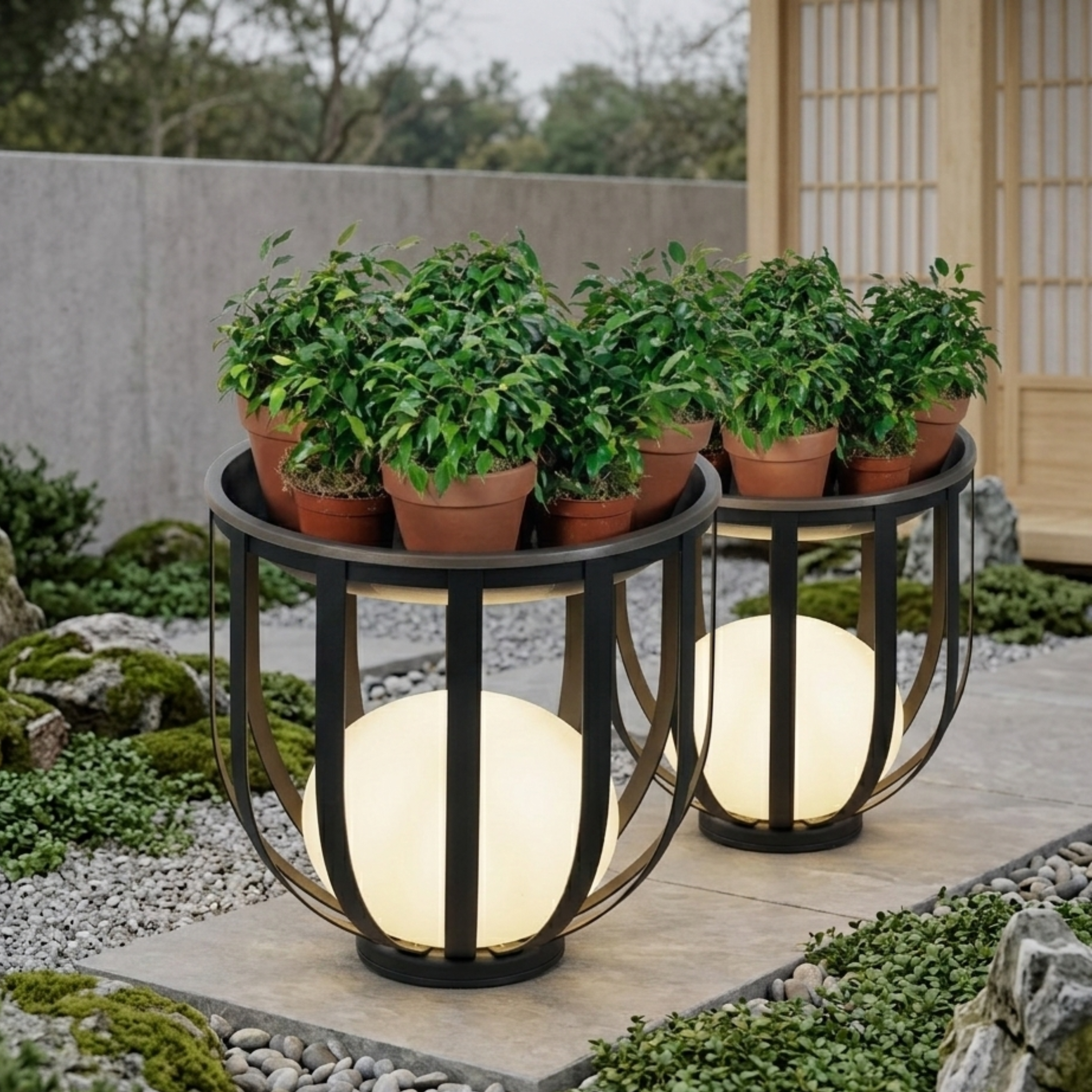 Lampă solară de grădină LED tip jardinieră neagră, pentru exterior, 55 cm | Ormexis