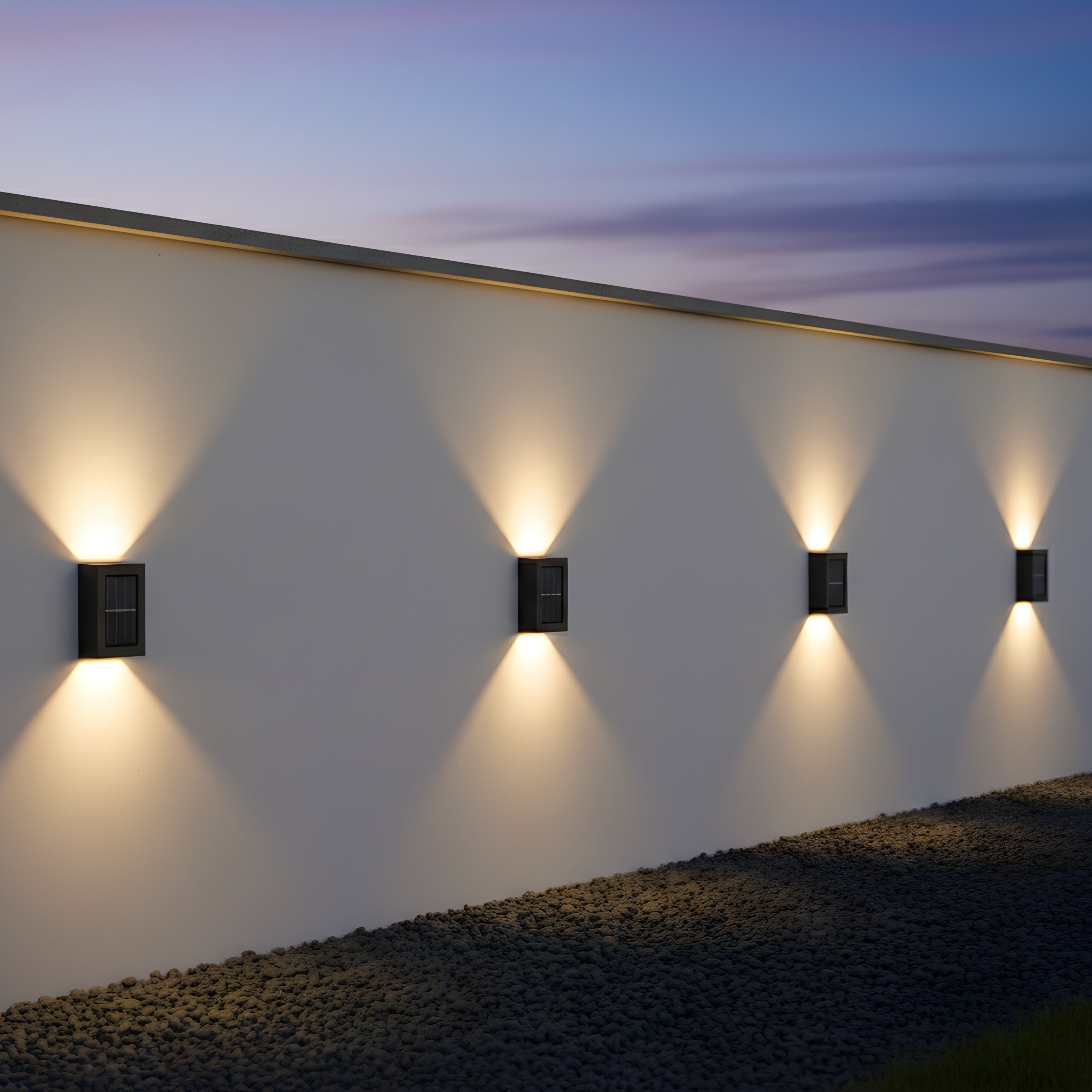 Candeeiro de parede solar LED preto para exterior, com luz para cima e para baixo, candeeiro solar de jardim | Ormexis