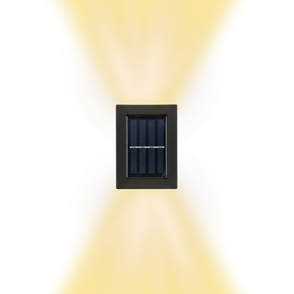 Candeeiro de parede solar LED preto para exterior, com luz para cima e para baixo, candeeiro solar de jardim | Ormexis