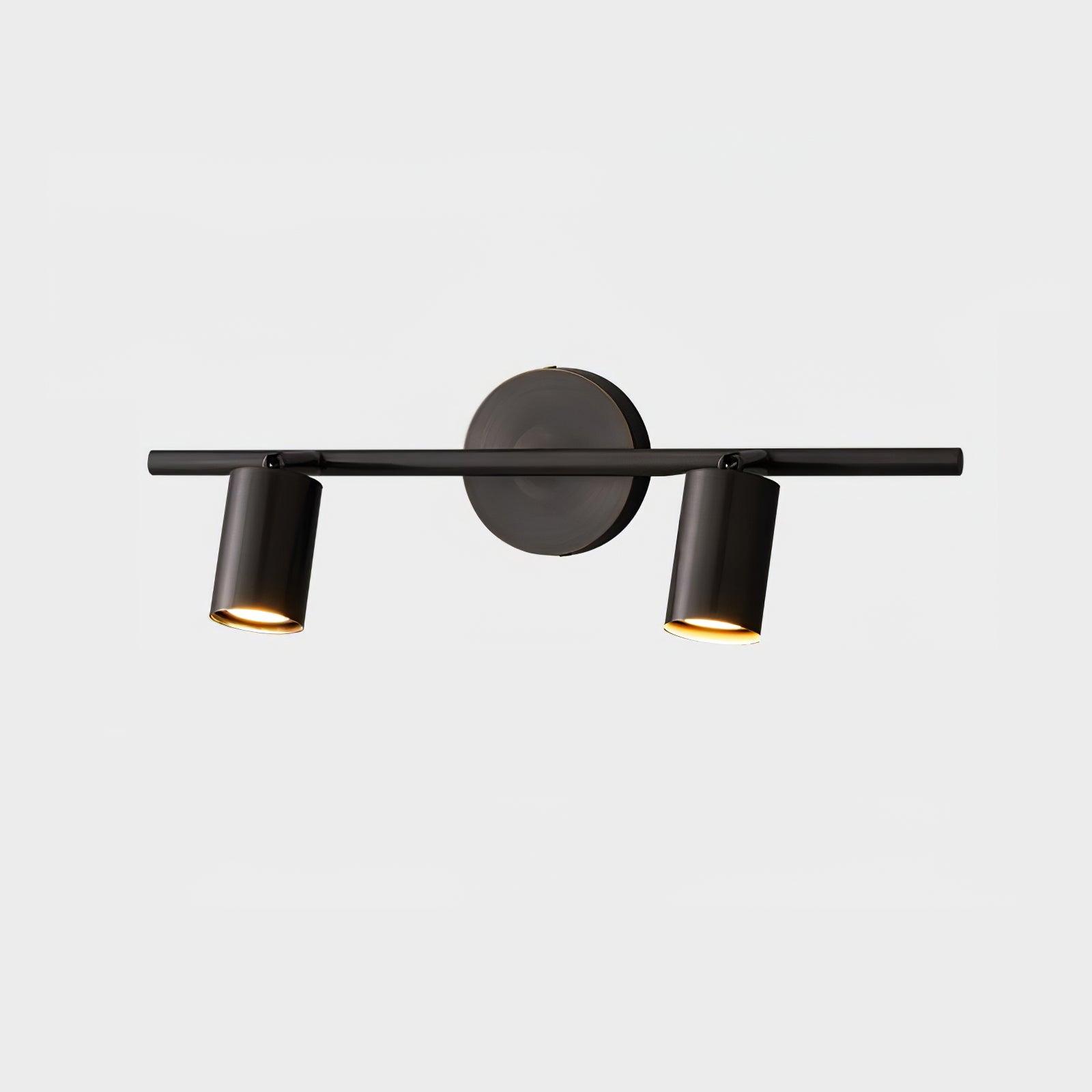 Foco de pared ajustable negro con dos cilindros y dos luces | Ormexis