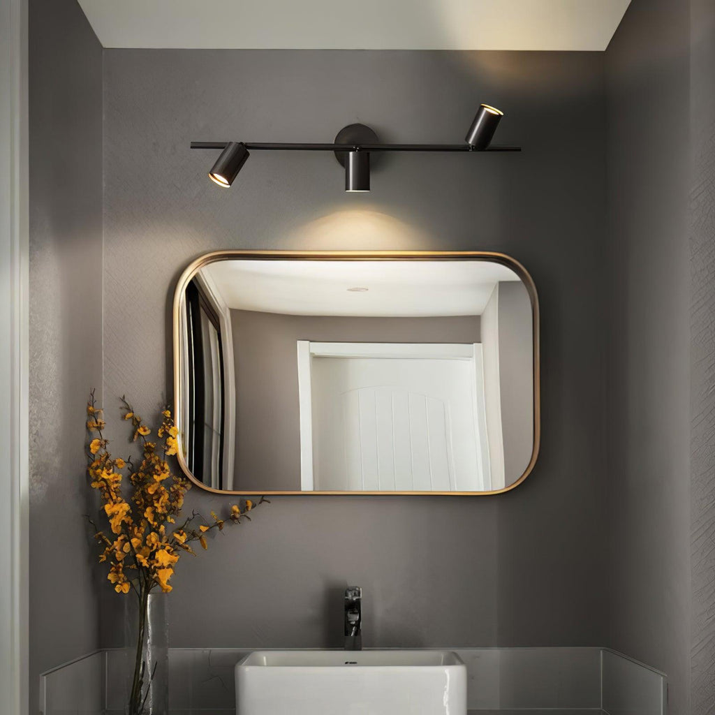 Foco de pared ajustable negro con dos cilindros y dos luces | Ormexis